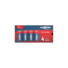 01051C ALKALINE BATTERIES, MONO (D), 4Pcs PACK RED ANSMANN
