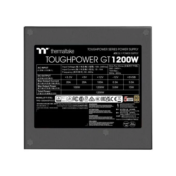 1200W Thermaltake Toughpower GT ATX3.1 Gen5 80+Gold Black — image 7