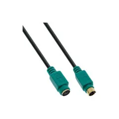 13342H 2m PS 2 CABLE M F, GOLDEN CONTACTS, BLACK GREEN, INLINE