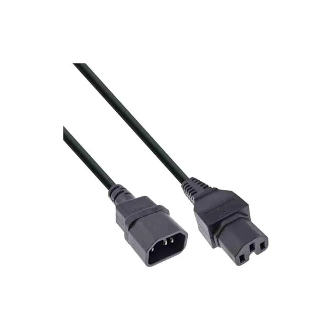 16811 2m POWER CABLE EXT., HOT CONDITION CONN. IEC-C15 IEC TO C14 BLACK, INLINE — image 1