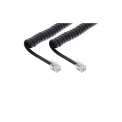 18893A 2m COILED CORD RJ10 DIRECT ASSIGNED MALE MALE, BLACK, INLINE