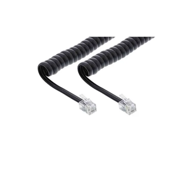 18893A 2m COILED CORD RJ10 DIRECT ASSIGNED MALE MALE, BLACK, INLINE — image 1