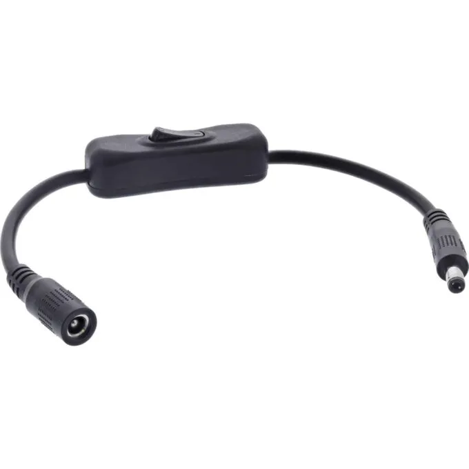 26906G 0.2m DC CABLE W SWITCH, DC MALE FEMALE 5.5X2.5MM, AWG 18, BLACK INLINE — image 1