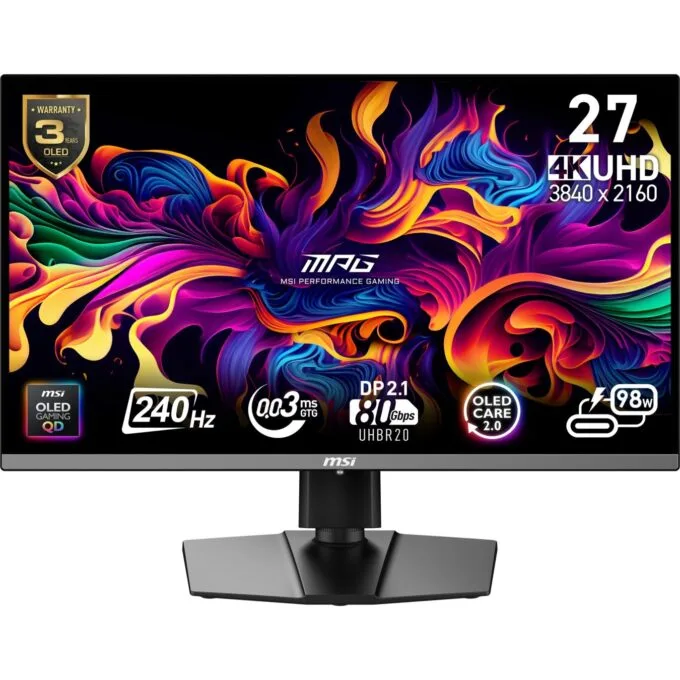 27'(68.6cm)TFT MSI MPG OLED 272URXDE QD-OLED 9S6-3CD79A-016 retail - 272URXDE - Black, 4K Ultra HD, QD-OLED, 1 ms, 240 Hz — image 1
