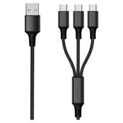 2GO 3in1 USB Ladekabel USB Type-C Nylon 1.5m schwarz