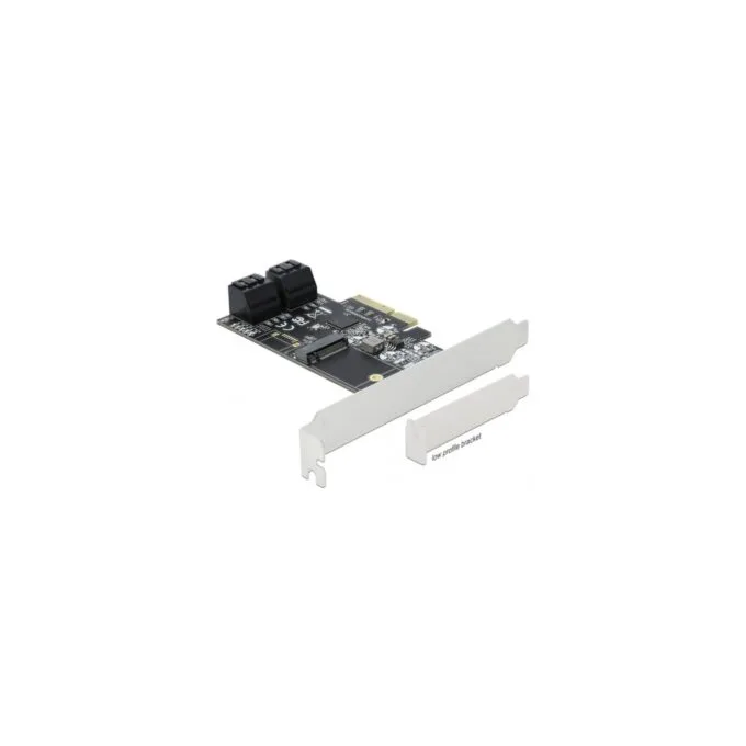 4-Port SATA and 1-Slot M.2 Key B PCIe x4 Card - Low Profile Form Factor Adapter — image 2