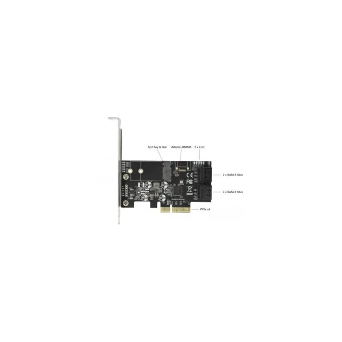 4-Port SATA and 1-Slot M.2 Key B PCIe x4 Card - Low Profile Form Factor Adapter — image 4
