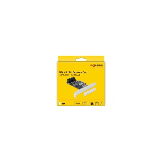 4-Port SATA and 1-Slot M.2 Key B PCIe x4 Card - Low Profile Form Factor Adapter — image 6