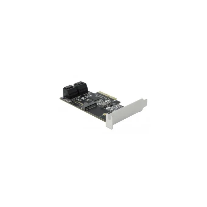 4-Port SATA and 1-Slot M.2 Key B PCIe x4 Card - Low Profile Form Factor Adapter — image 1