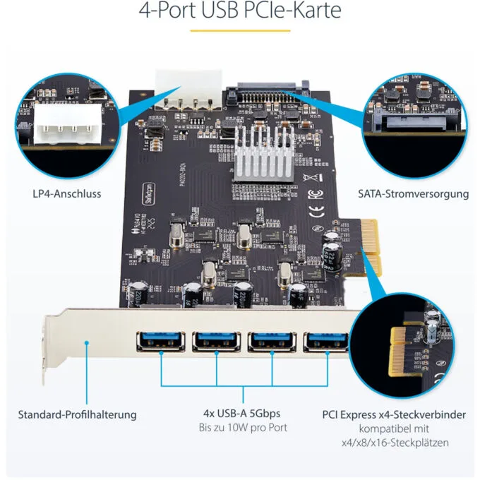 4-PORT USB-A PCIE CARD 5GBPS — image 4