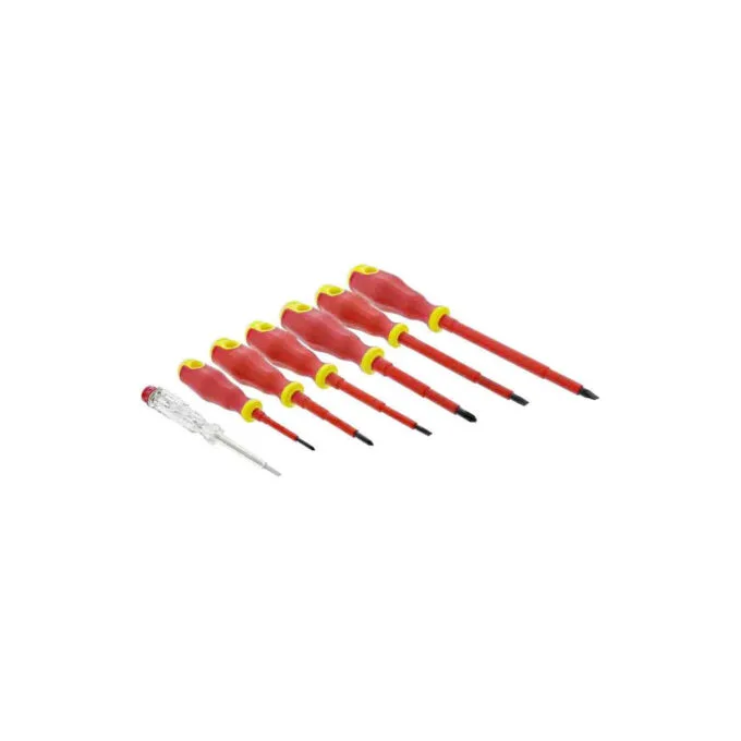 43007C SCREWDRIVER SET 7 pcs. INCL. VOLTAGE TESTER, INLINE — image 1