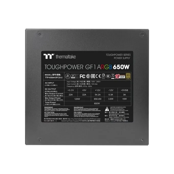 650W Thermaltake Toughpower GF1 ARGB - GF1 - Gold — image 5