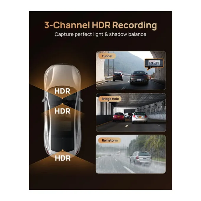 70mai Dash Cam 4K T800 & Rear Cam. & 256GB SD 3-Channel w Dual 4K, IMX678, HDR Night Vision, AI Det — image 6