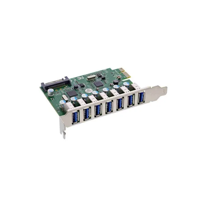 76661L 7-Port PCIe USB-A 3.2 Gen1 Card SATA Power — image 1