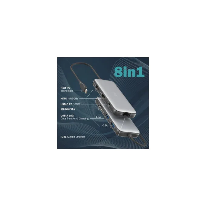 8 Port USB-C Docking Station, Dockingstation — image 6