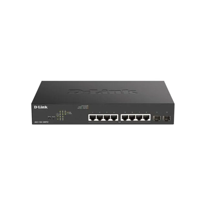 8P+2P PoE Switch - DGS-1100-10MPV2 - 8x PoE, 2xSFP, 130W, Gigabit, Smart Web-managed, Rackmount — image 1