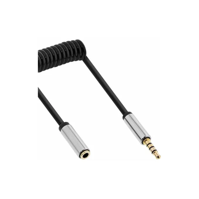99282 2m AUDIO SLIM SPIRAL STEREO CABLE 4-pin 3.5mm M F INLINE — image 1