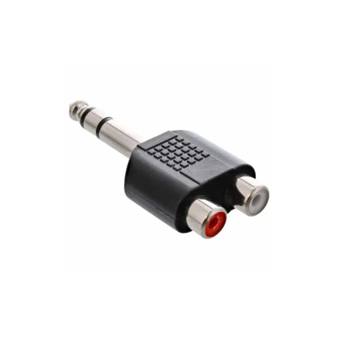 99323 AUDIO ADAPTOR 6.35 MALE TO 2x RCA FEMALE INLINE — image 1