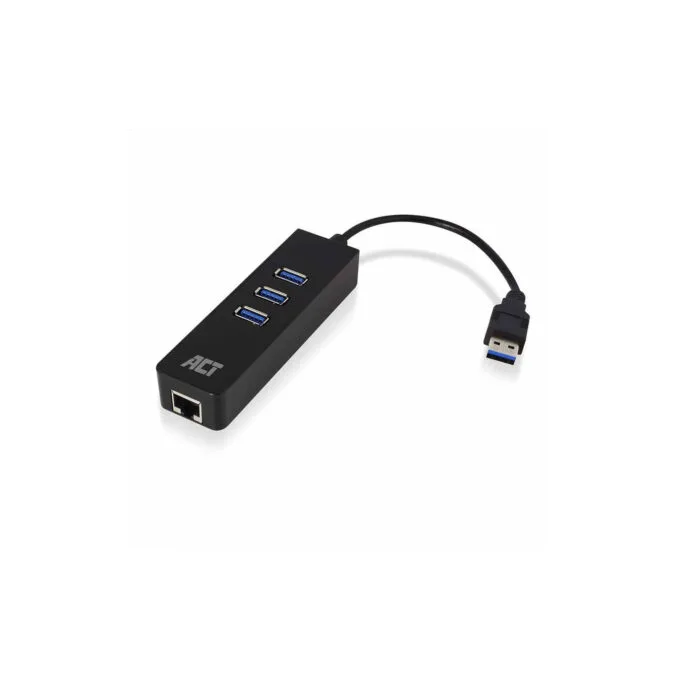 ACT AC6310 USB 3.0 3-Port Hub w/ Gigabit Ethernet Adapter, Black — image 1