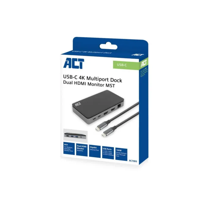 ACT AC7093 USB-C 4K MST Docking Station 2x HDMI — image 2