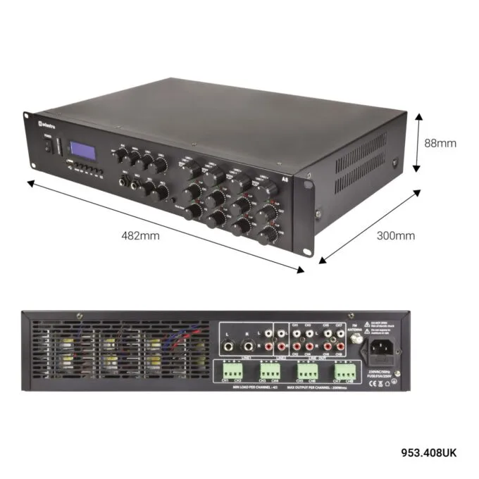 Adastra A8 4 x Independent Stereo Zones Amplfier - 953.408UK - 8x200W USB BT FM — image 4