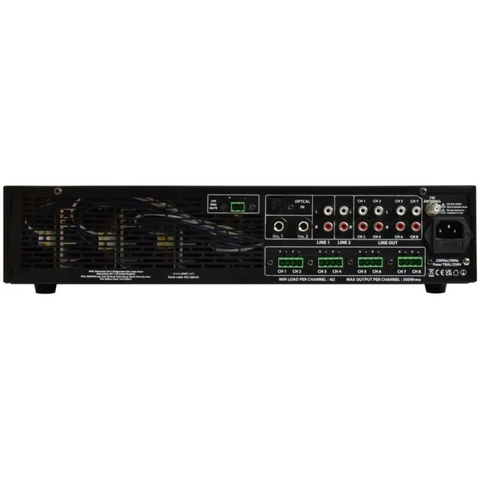 Adastra Rack Mount Amplifier BT USB FM 953.483UK - A8300 - 8x300W — image 2