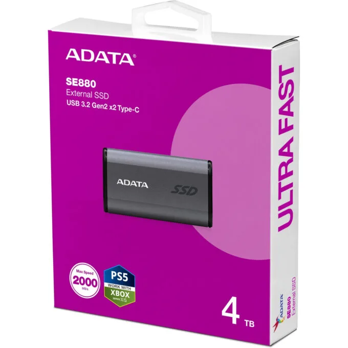 ADATA Elite SE880 - SE880 - 4TB Portable NVMe SSD, USB 3.2 Gen2x2 (20Gbps), 2000MB/s, Grey — image 4