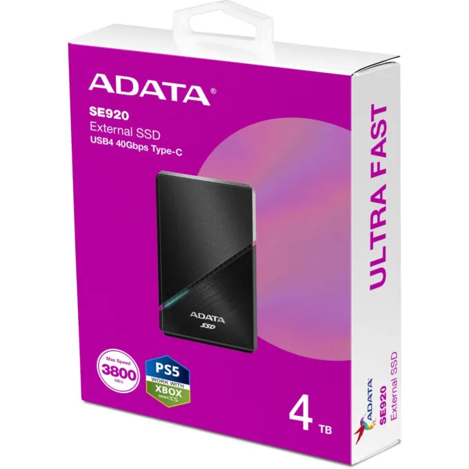 ADATA SE920 Portable SSD - 4TB - USB4 Gen3x2 (40Gb/s), up to 3800MB/s Read, Black — image 9