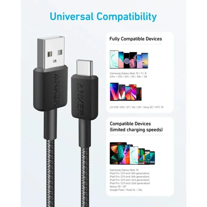 Anker 322 USB-A to USB-C 1.8m Braided Black A81H6H11-1 — image 4
