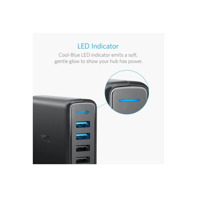 Anker PowerPort Speed 5 Charger 5-Port USB-A 63W black — image 6