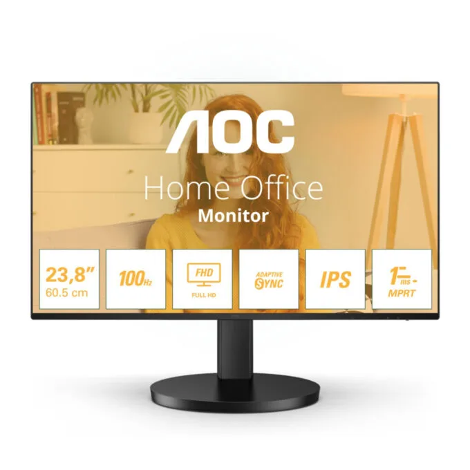 AOC 24B3HA2 - 24" (23.8") FHD IPS Monitor - 100Hz, HDMI & VGA, Built-in 2W Speakers, Slim Bezels — image 1