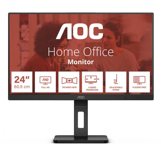 AOC 24E3QAF - 23.8" Full HD IPS Monitor, 1920x1080, 4ms, 75Hz, HDMI/VGA/DP, Black — image 1