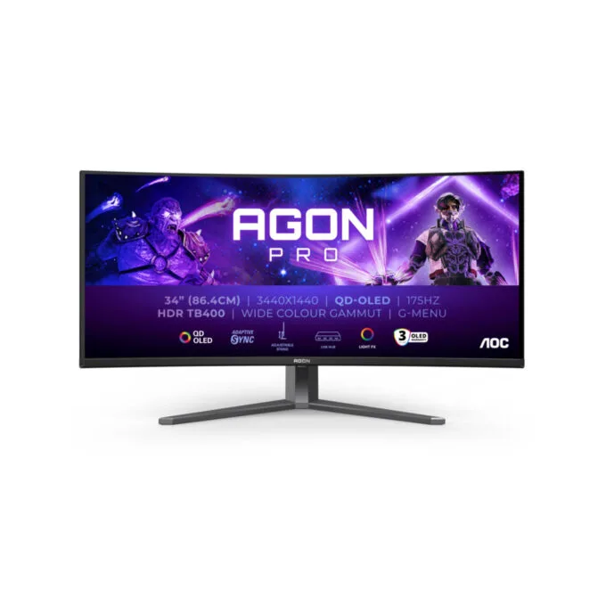 AOC AGON PRO AG346UCD - 34" QD-OLED Curved UWQHD Monitor, 3440x1440, 175Hz, 0.03ms, HDR TB400, AdaptiveSync — image 2