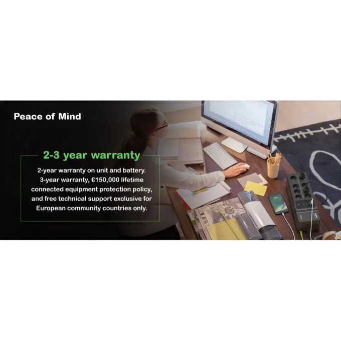 APC Back-UPS BE1050G2-GR - 1050VA (600W) UPS - 8 Outlets, USB-A & USB-C, 230V, Wall/Floor-Mount — image 4