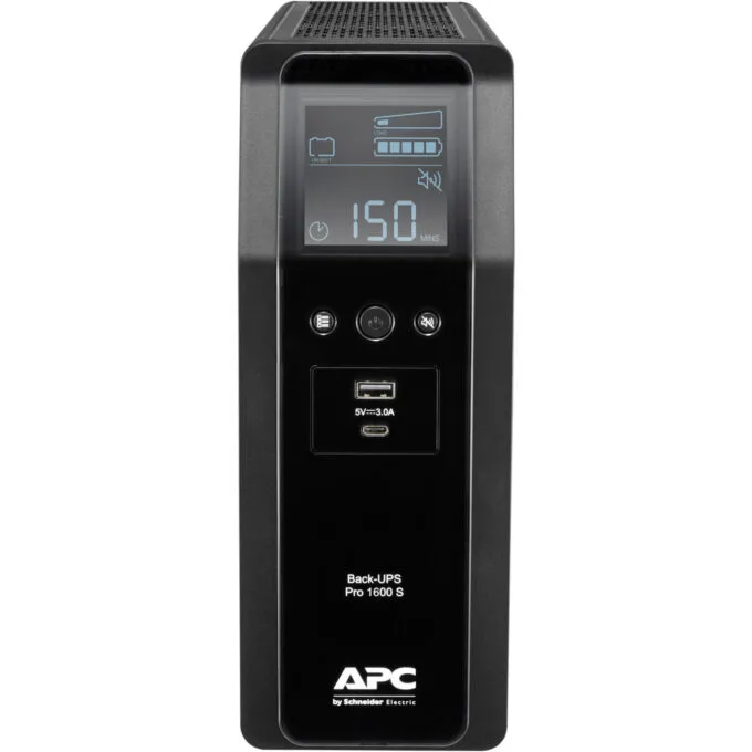 APC Back-UPS Pro BR1600SI - 1600VA (960W) Line-Interactive UPS, AVR, LCD, 8× IEC C13, USB-A/C, Black — image 1