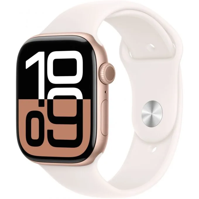 Apple Watch Series 10 - 46mm Rose Gold Aluminum with Light Blush Sport Band - GPS + Cellular — image 1