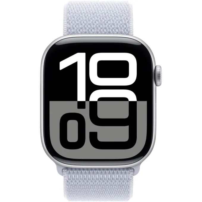 Apple Watch Series 10 GPS 46mm Silver Aluminum Case, Blue Cloud Sport Loop - watchOS — image 2