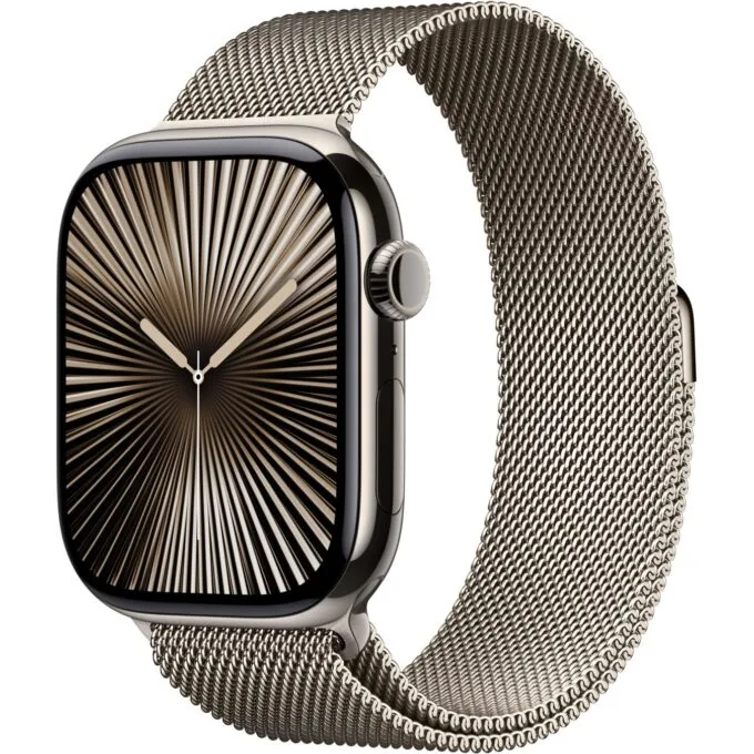 APPLE Watch Series 10 GPS + Cellular 46mm Natural Titanium Case with Natural Milanese Loop - M L — image 1