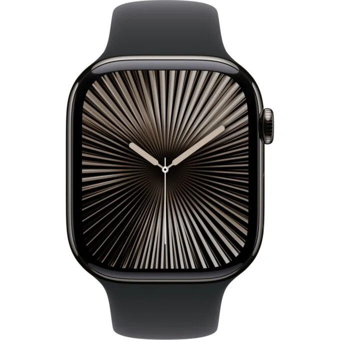 Apple Watch Series 10 GPS + Cellular 46mm Slate Titanium Case with Black Sport Band - Size S/M — image 2