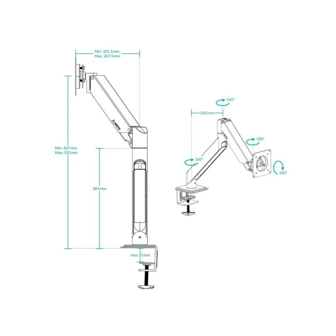 ARCTIC X1-3D Single Monitor Arm with 3D Gas Spring Movement - Black — image 9