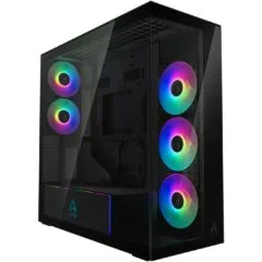Arctic Xtender (Black) Mirror Black Window PC Case with Vertical GPU Mount - Midi Tower, E-ATX