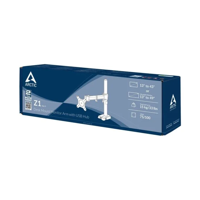 ARCTIC Z1 (Gen3) Desk Mount Monitor Arm 1x up to 43" 15kg Black — image 4