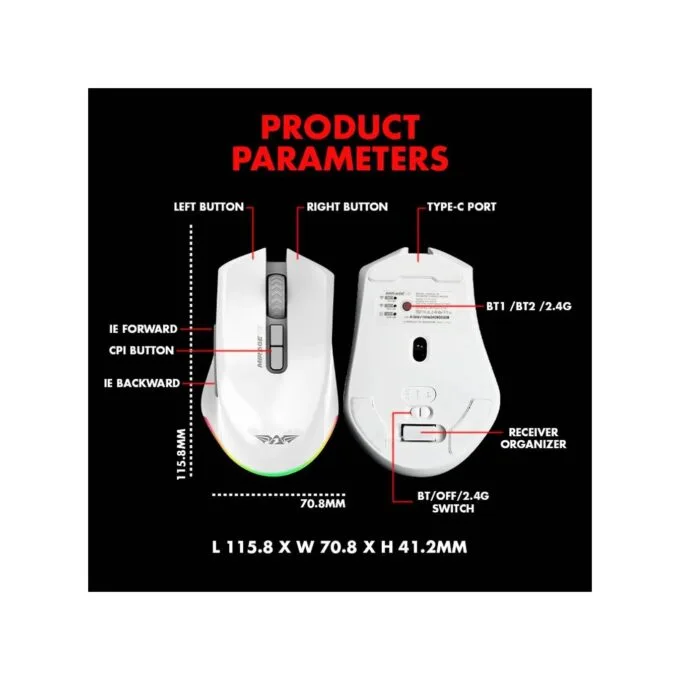 Armaggeddon 7B MIRAGE VII Tri-Mode Gaming Mouse Black — image 11