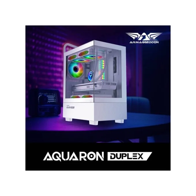 Armaggeddon Aquaron Duplex White Micro-ATX Gaming Case - 310mm VGA - 3x ARGB Fans — image 2