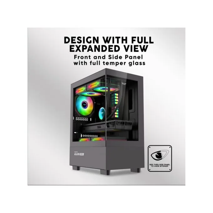 Armaggeddon Aquaron Duplex White Micro-ATX Gaming Case - 310mm VGA - 3x ARGB Fans — image 5
