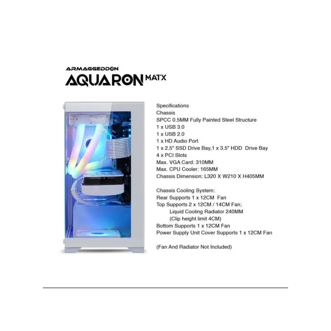 Armaggeddon Aquaron MicroATX Gaming Case White - Micro ATX, White — image 5