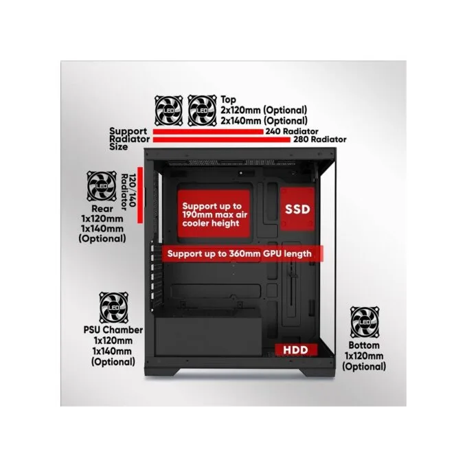 Armaggeddon Aquaron Pro ATX Gaming Case - Black — image 8