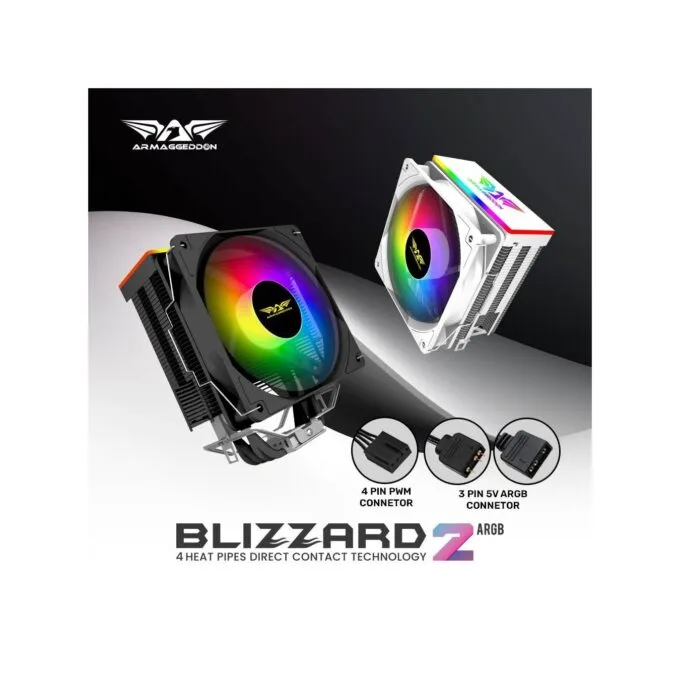 Armaggeddon Blizzard 2 4-Pipe White ARGB CPU Cooler — image 4