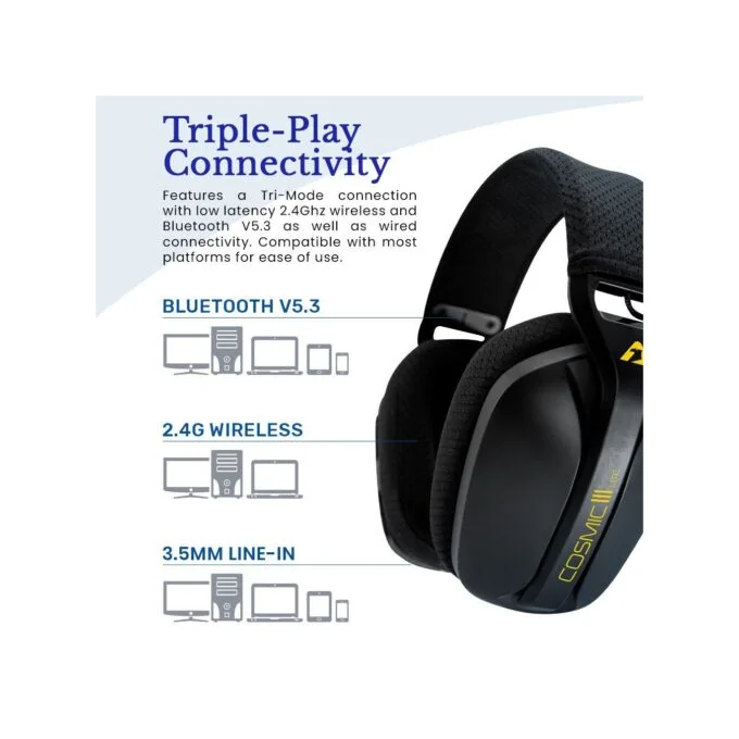 Armaggeddon Cosmic-III Lite Gaming Headset 2.4G/BT/AUX Black — image 2