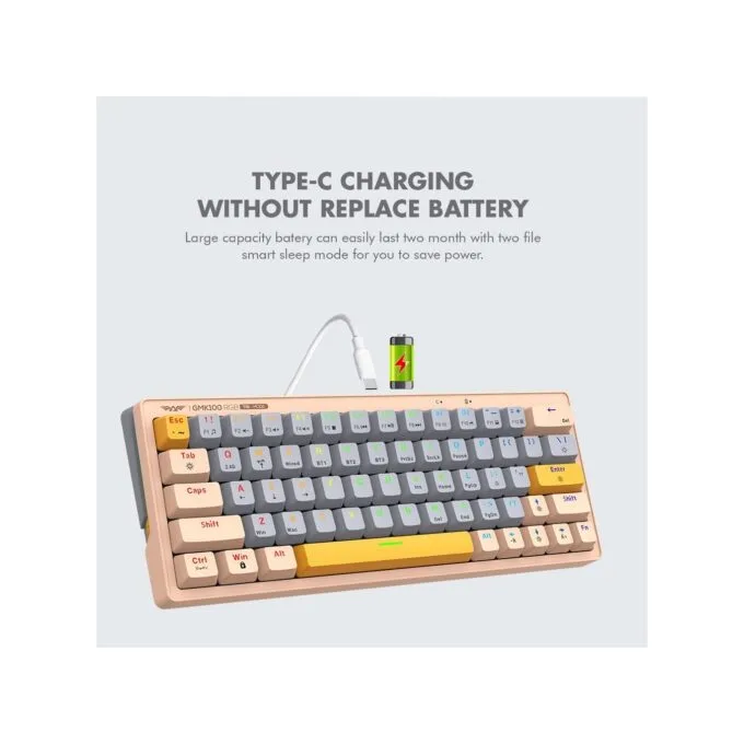 Armaggeddon GMK-100 Tri-Mode 63-Key Mechanical Gaming Keyboard - Red Linear — image 2